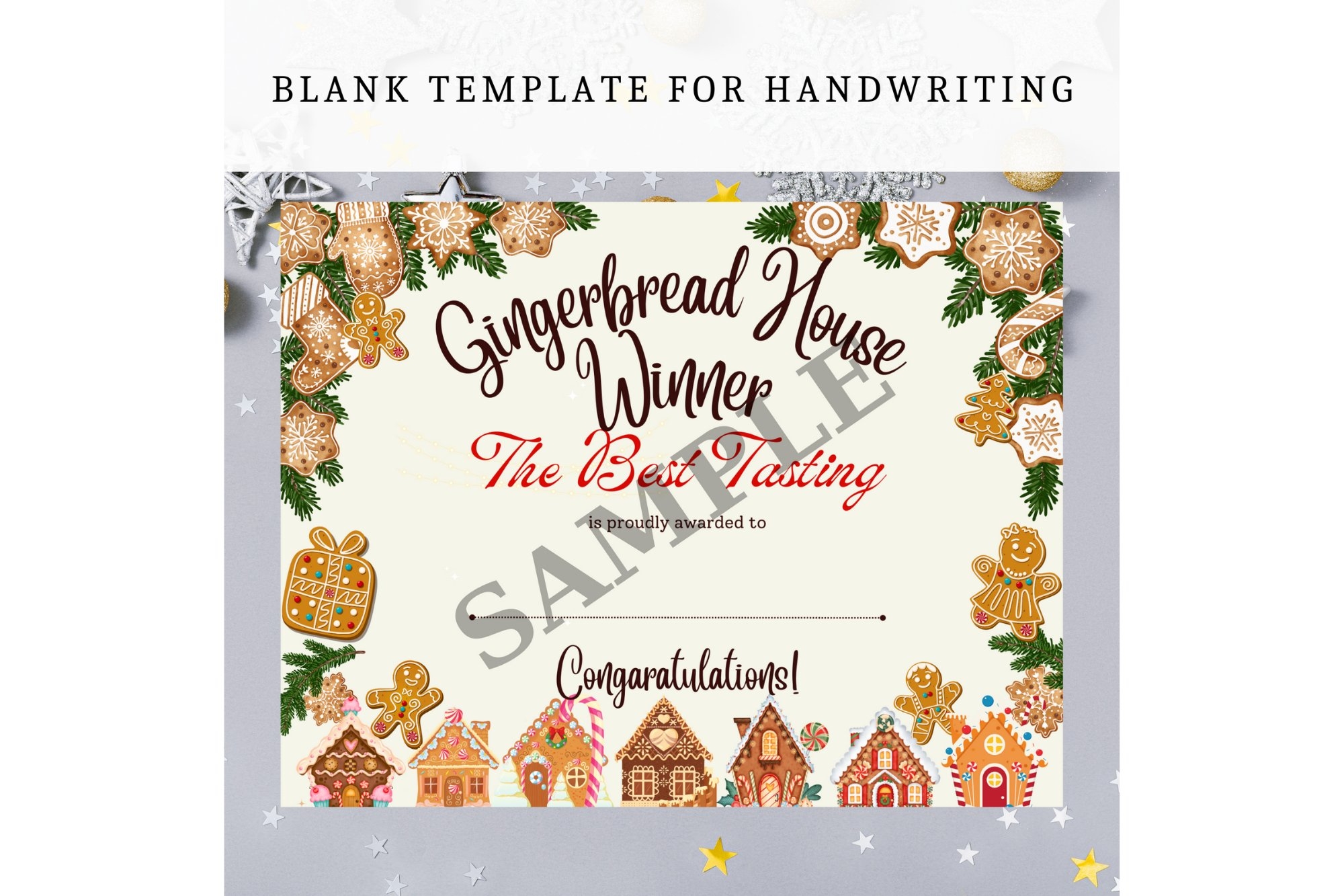 Printable Gingerbread House Awards Certificate Cookie Award
