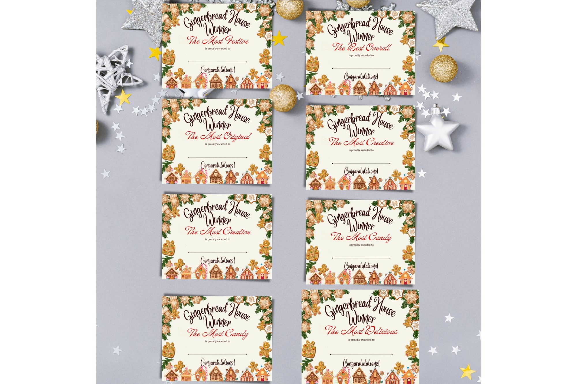 Printable Gingerbread House Awards Certificate Cookie Award