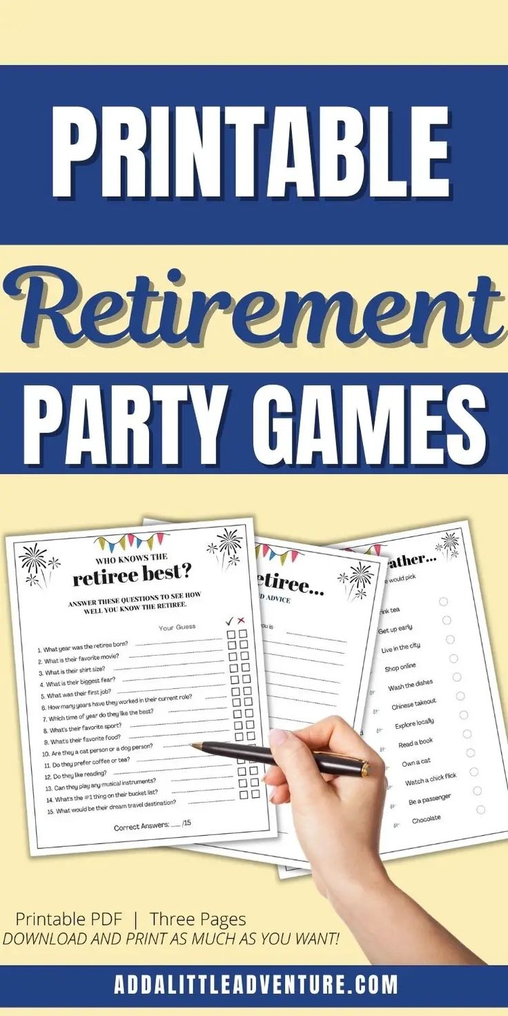 Retirement Party Games Free Printable