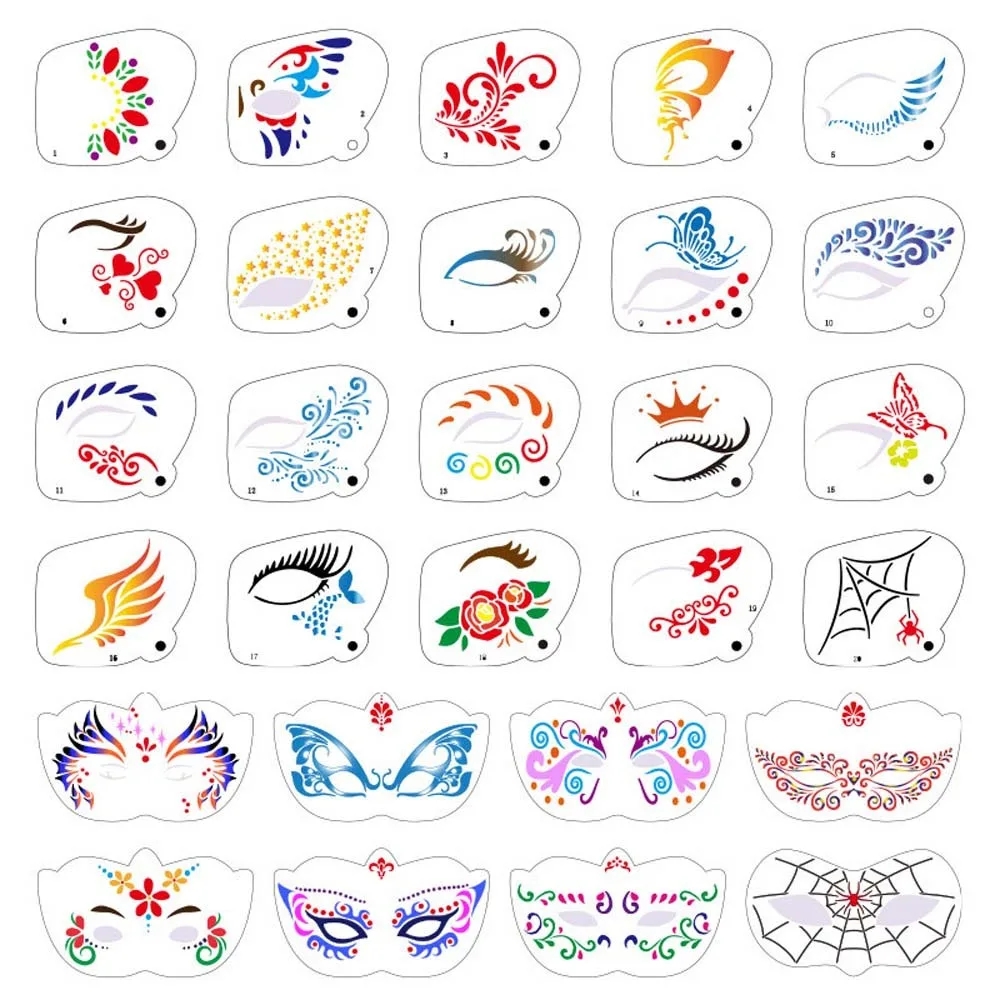 Reusable Face Paint Templates Multiple Pattern Hollowed Body Art Paint Stencils Easy Use Hand Painting DIY Makeup Tools Adults AliExpress