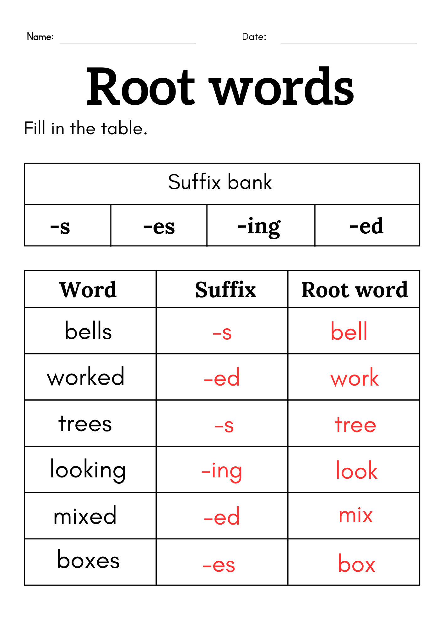 Root Words Worksheet For Grade 1 Or 2 Root Words And Affixes Worksheet For Kids Made By Teachers