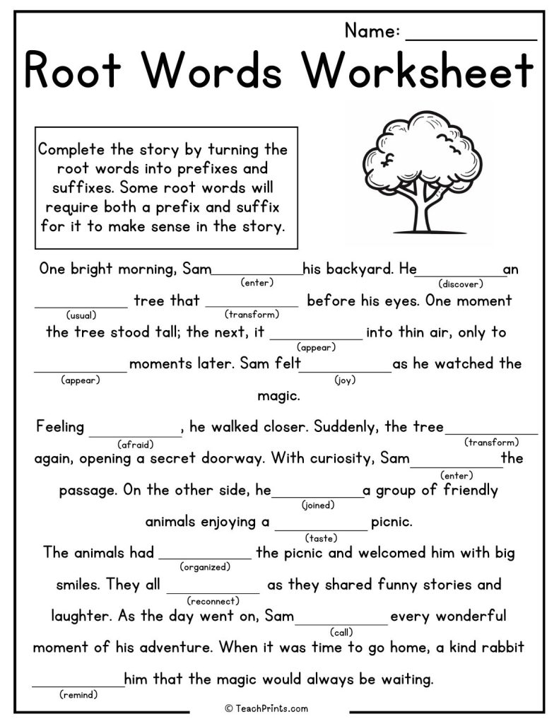 Root Words Worksheets 8 Free PDF Printables Teach Prints