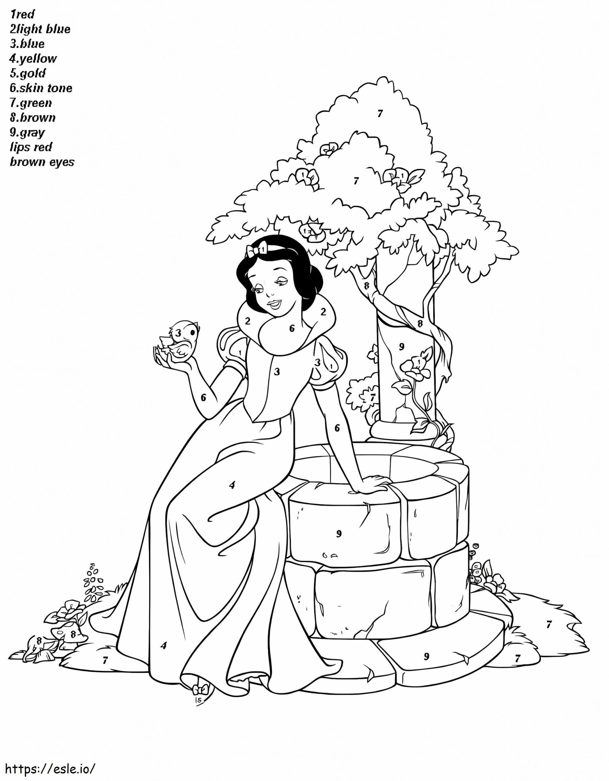 Snow White Color By Number Coloring Page
