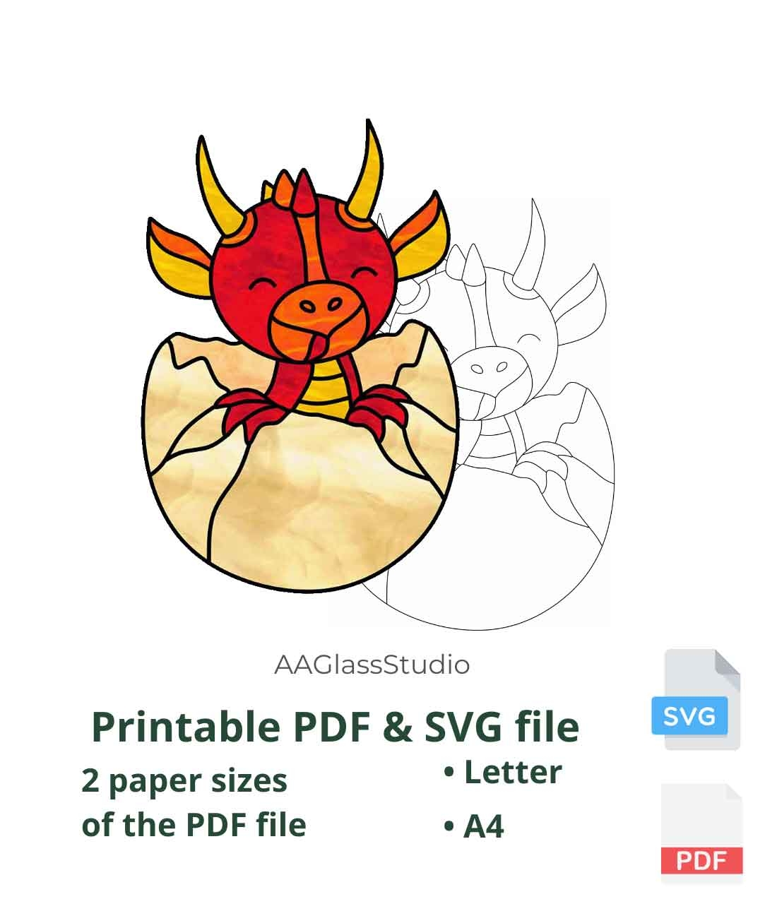 Stained Glass Dragon Pattern Newborn Joy For Moms AAGlassStudio