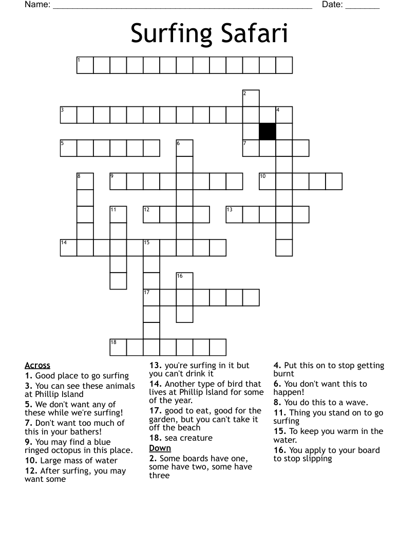 Surfing Safari Crossword WordMint