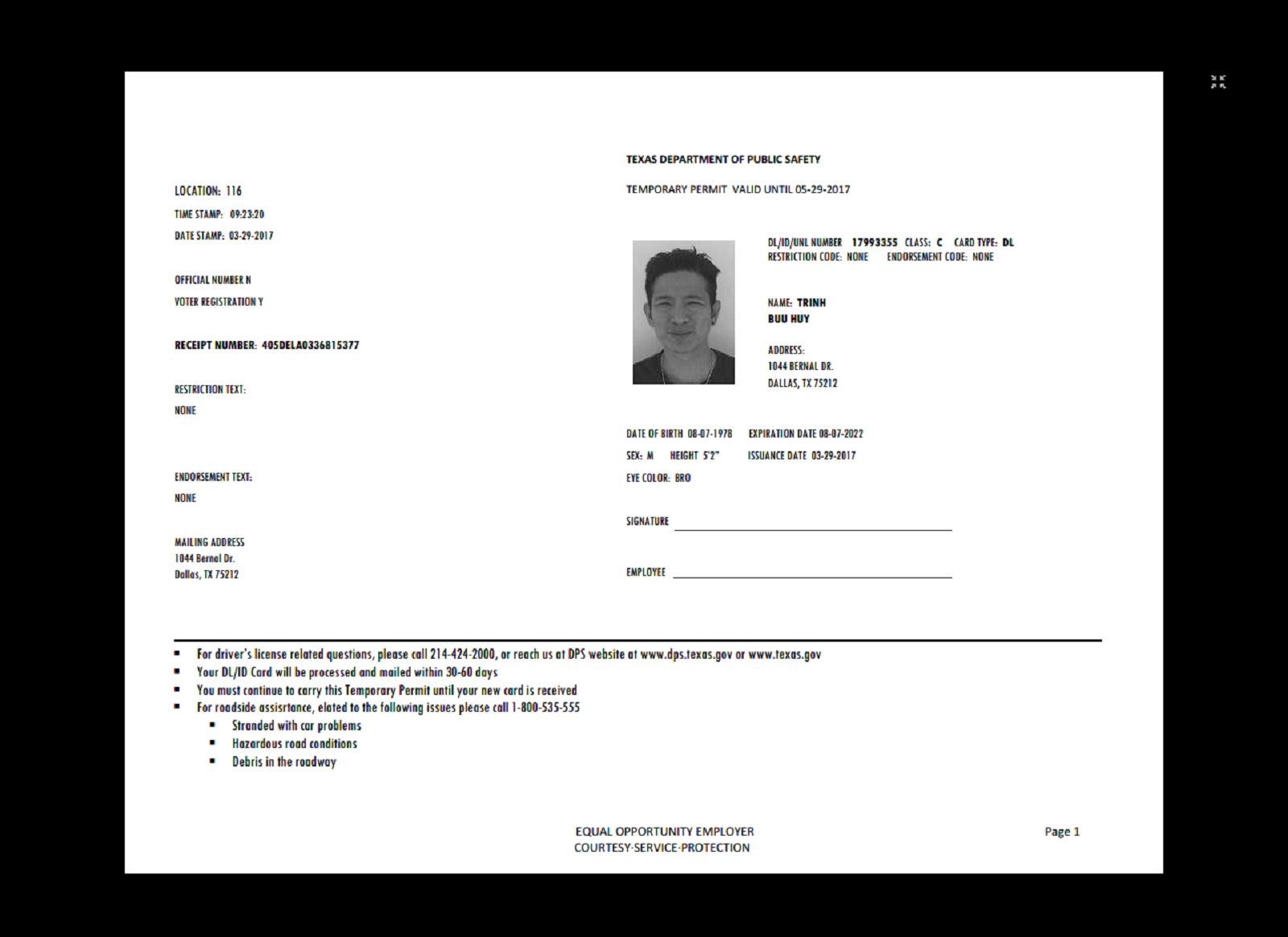 Texas Id Card