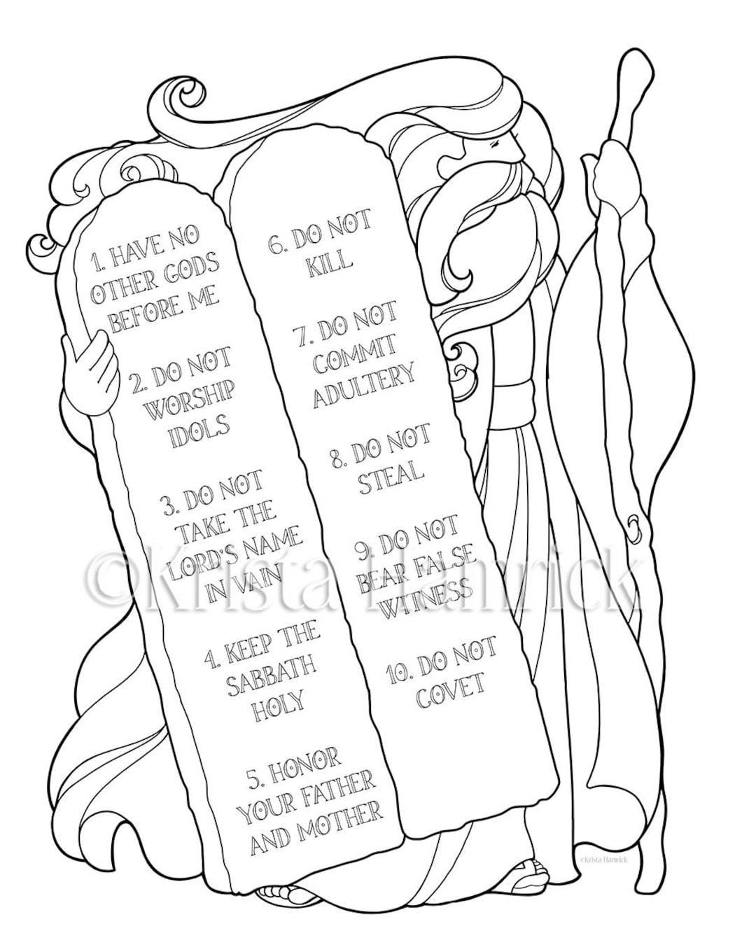 The Ten Commandments Memory Coloring Collection Includes 14 Coloring Pages For Memorization Or Lessons Etsy