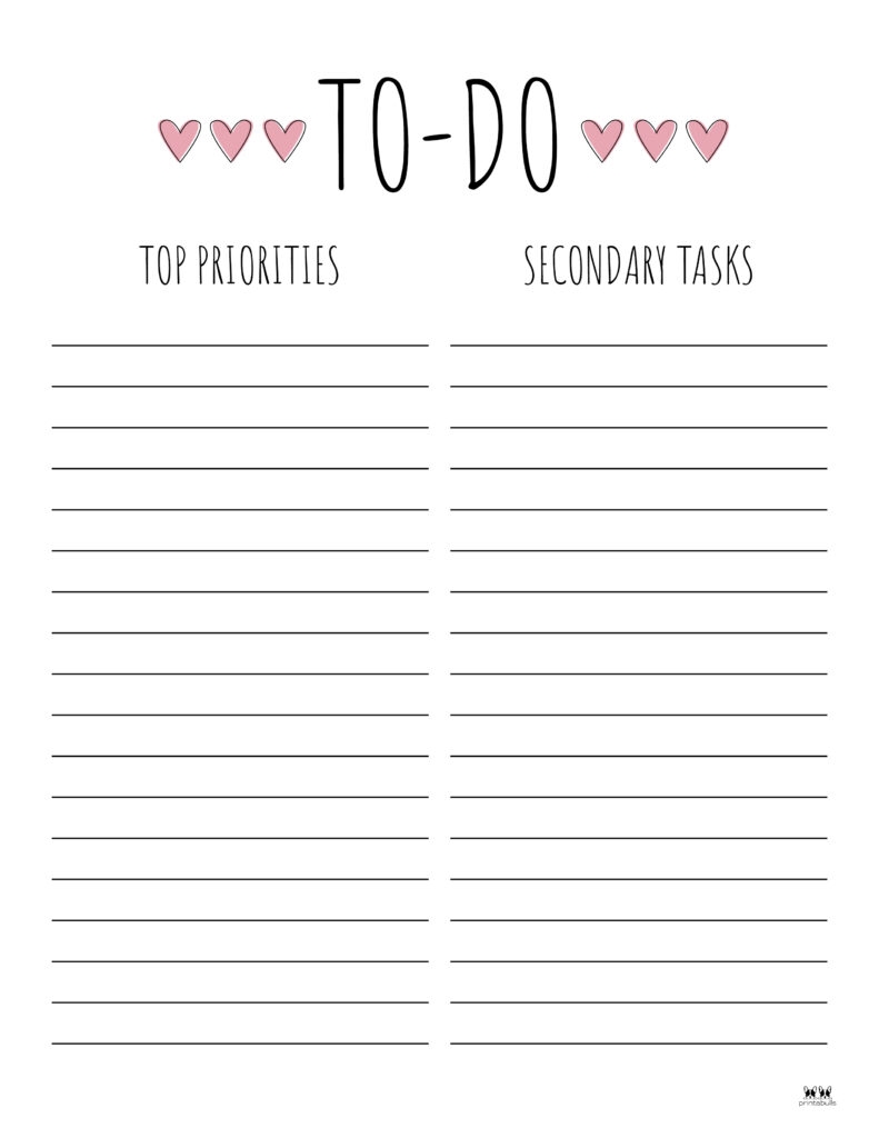 Printable Short To Do List Template