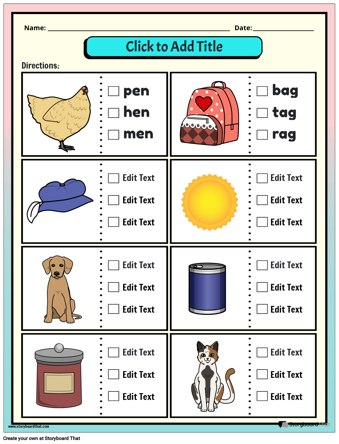 Free Printable Consonant Vowel Consonant Worksheets