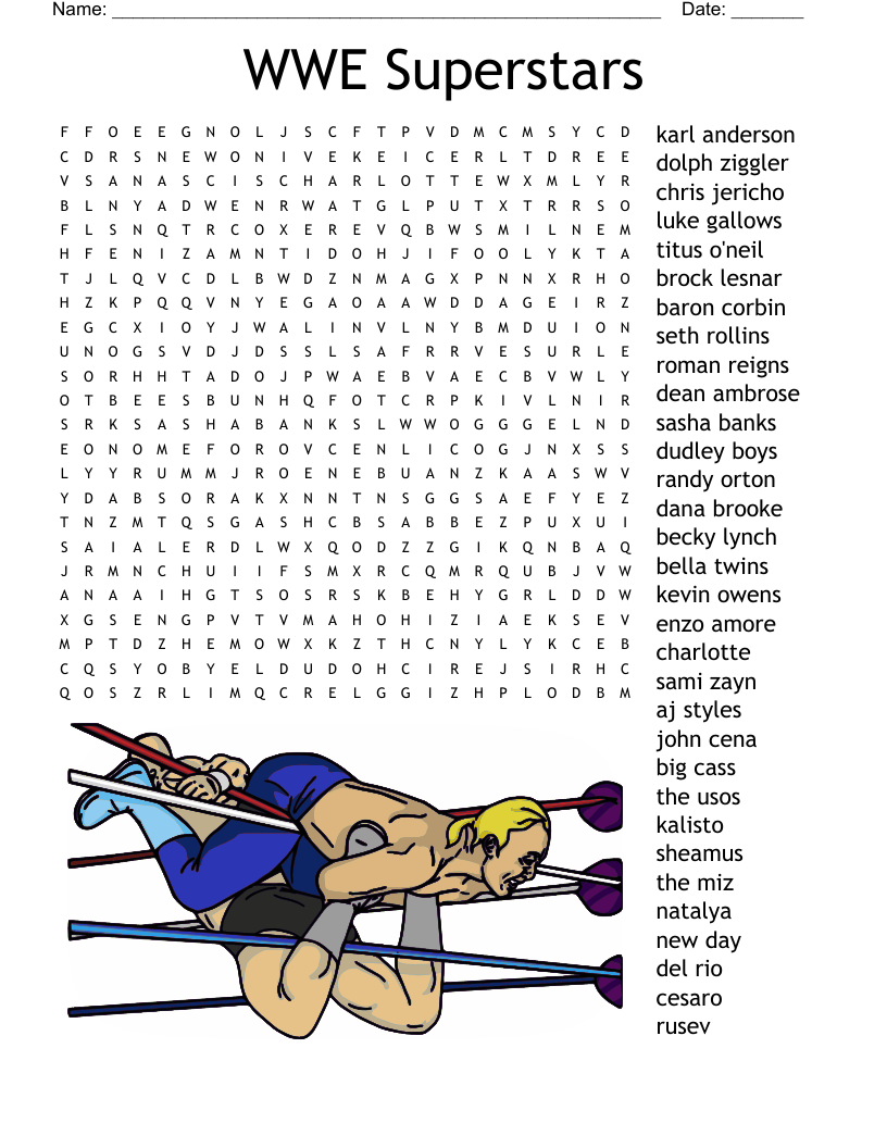 WWE CROSSWORD PUZZLE WordMint