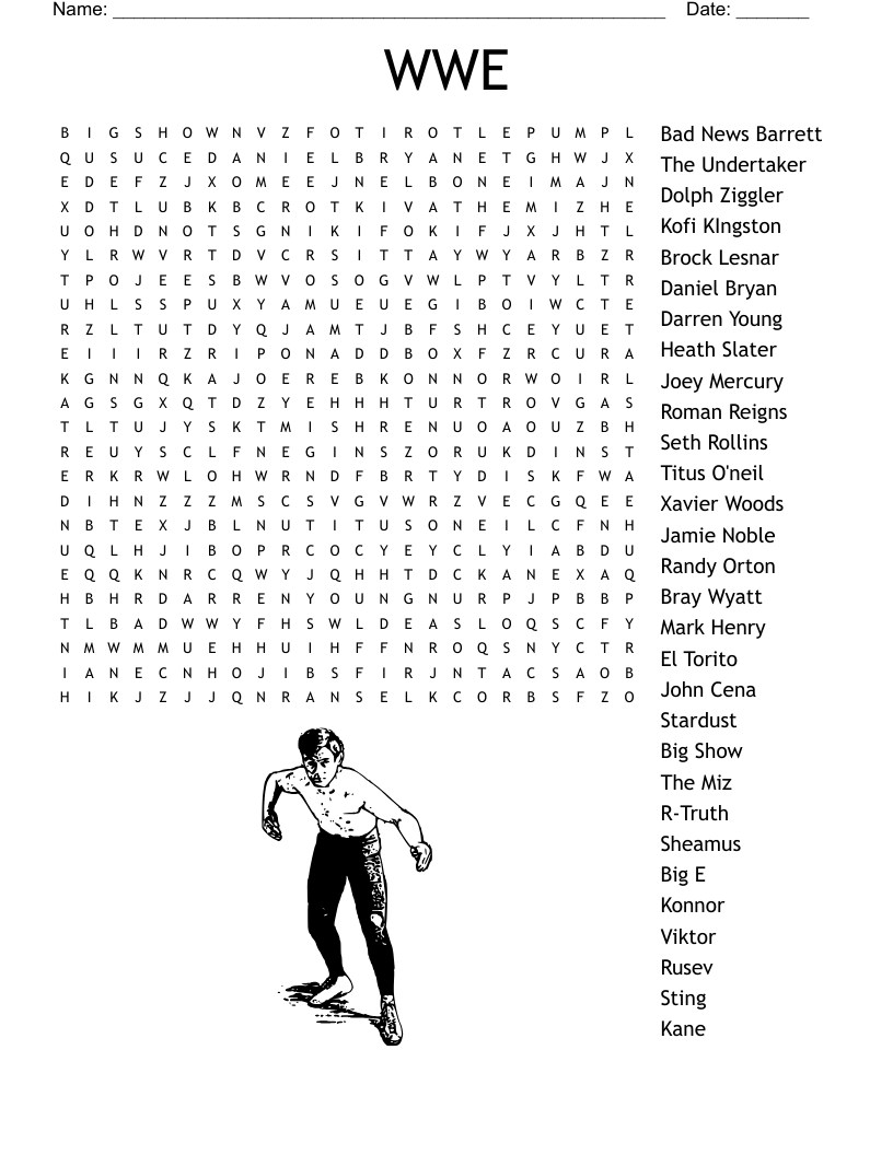 Wwe Crossword Puzzle Printable