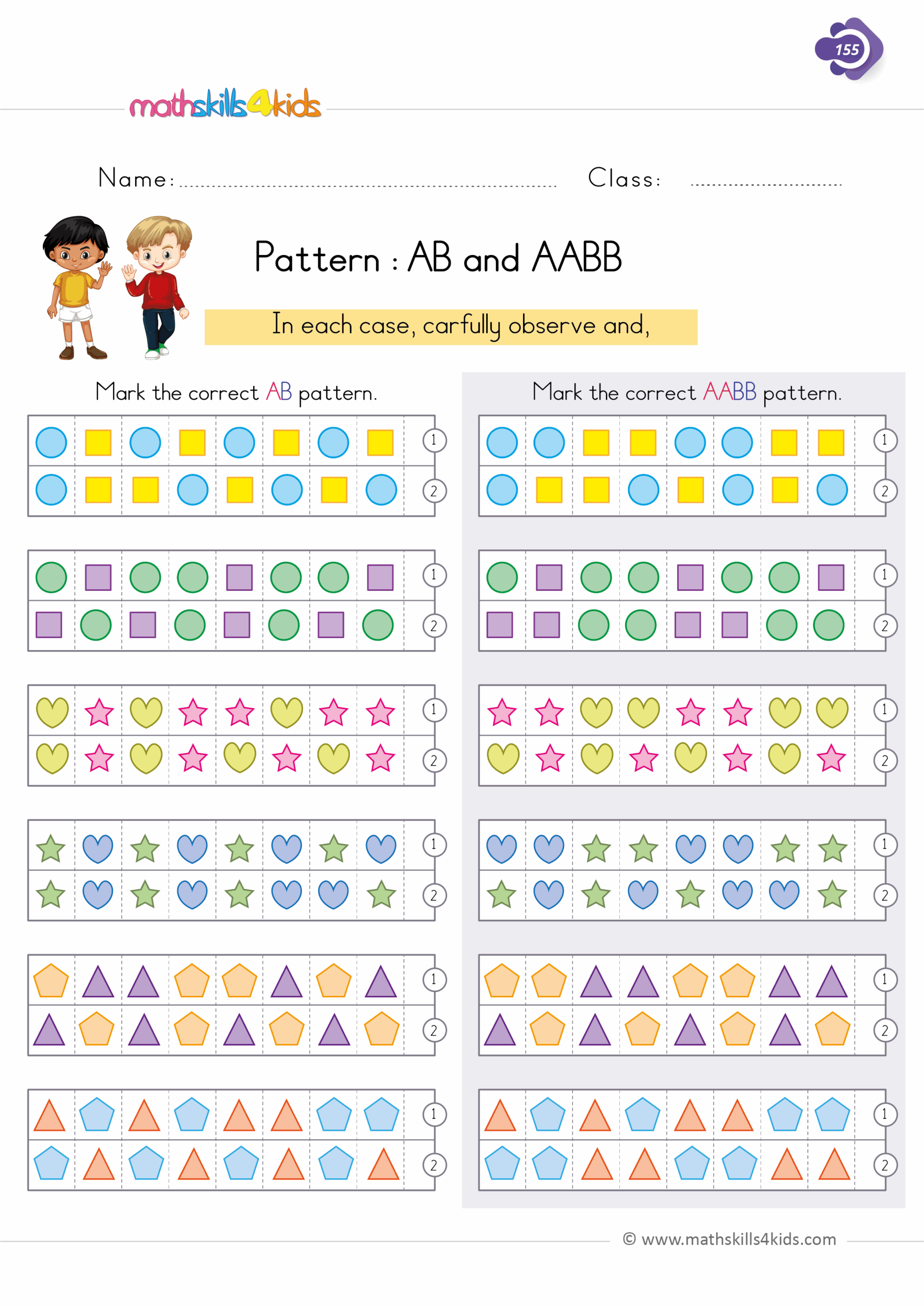 1st Grade Free Printable Pattern Worksheets Fun Engaging Activities