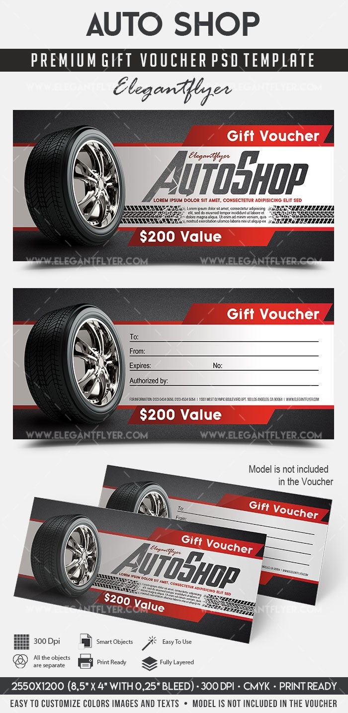 Auto Shop Premium Gift Certificate PSD Template 10020319 By ElegantFlyer