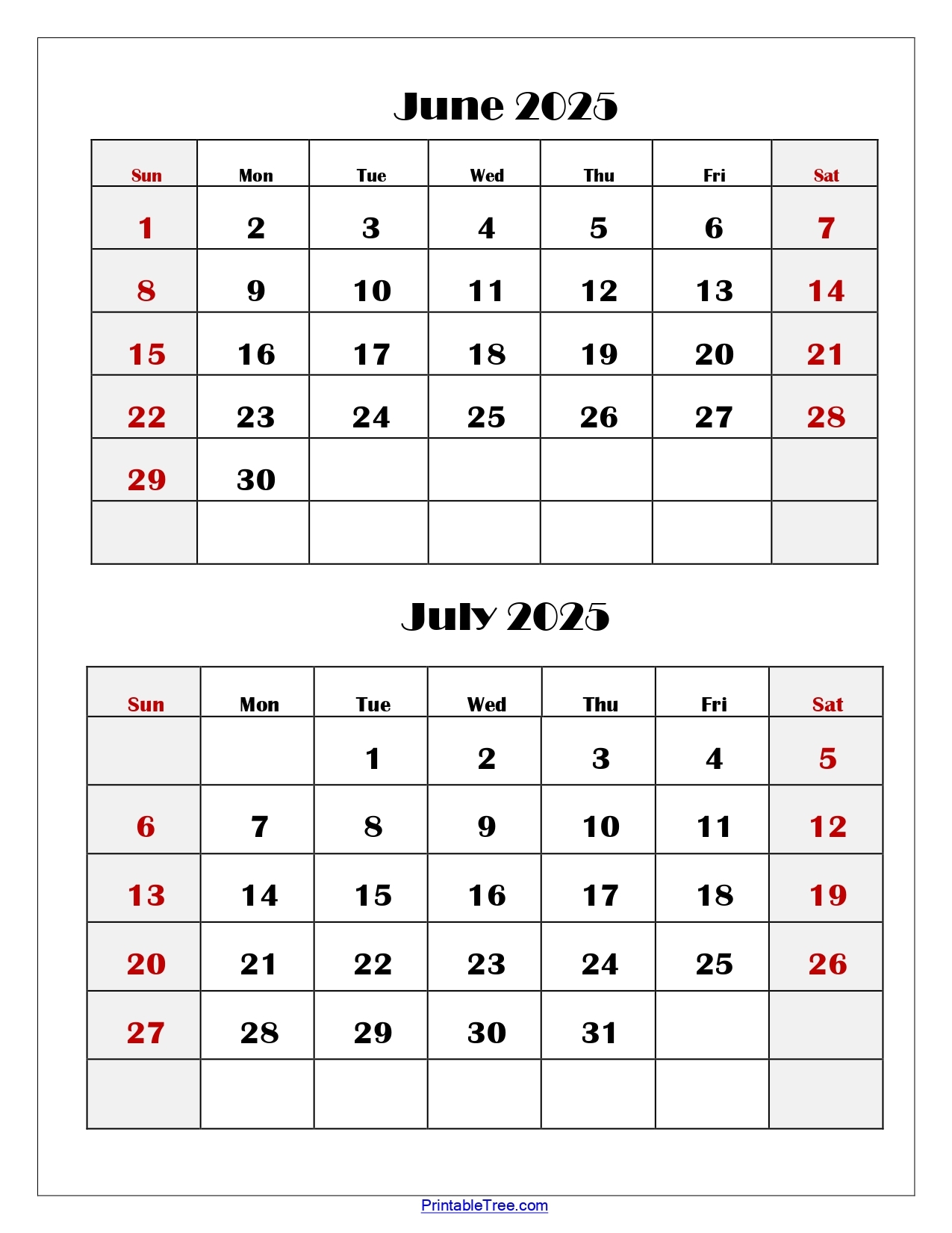 June July August Calendar 2025